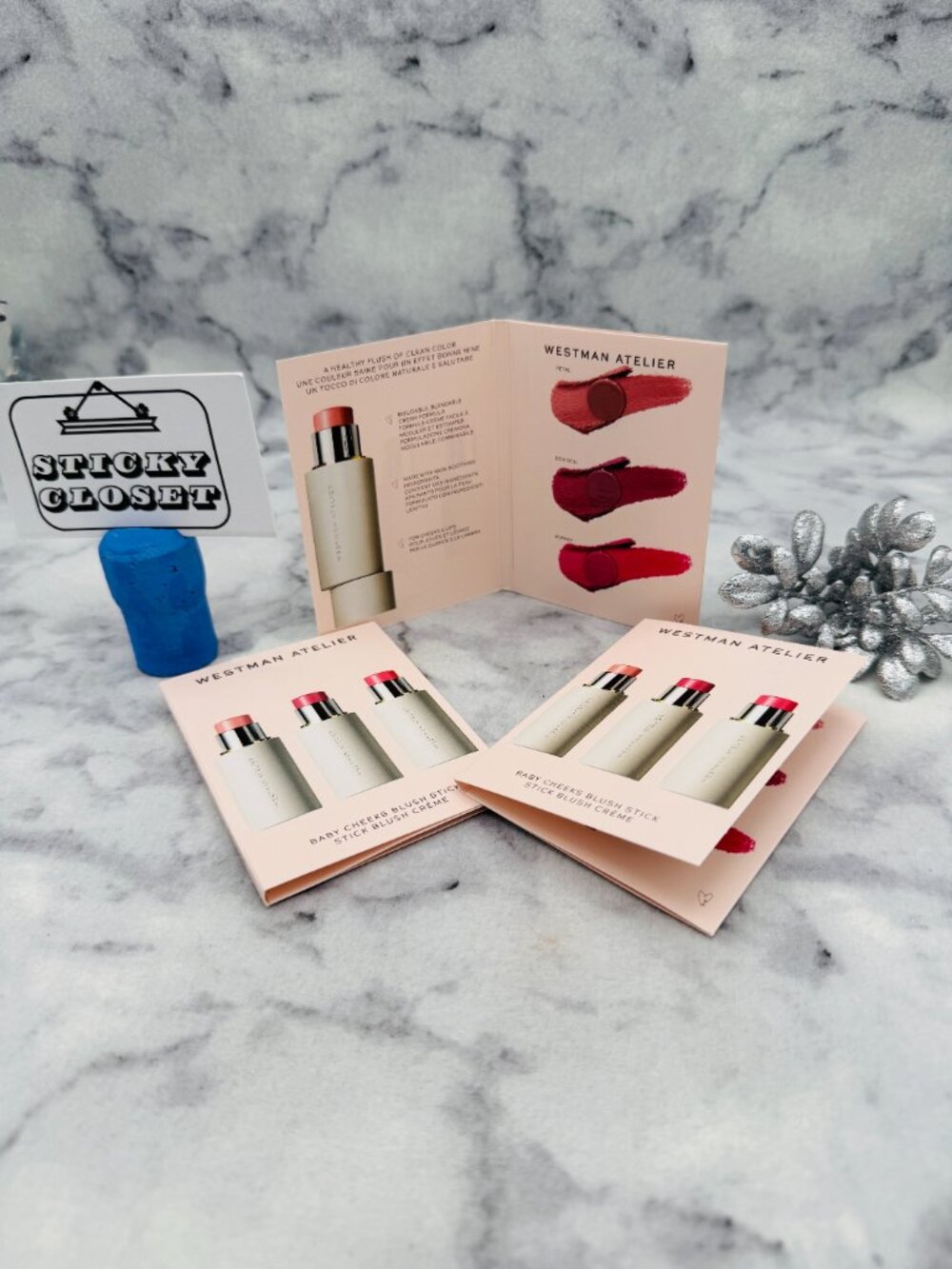 Westman Atelier Beauty Set-3xBaby Cheek Blush Stick Petal,Dou Dou,Poppet-3pc-NEW